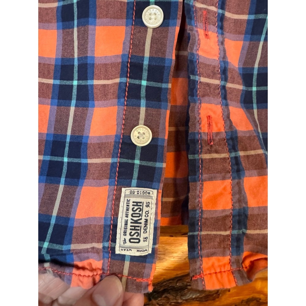 Oshkosh Navy/Orange Plaid LS‎ Shirt Size 5 - Picture 2 of 7